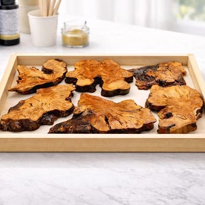 DIY epoxykit met mal, 6 olijfhouten platen met levende rand, hout voor epoxyriviertafel, benodigdheden voor houtbewerking, salontafelset harskunst