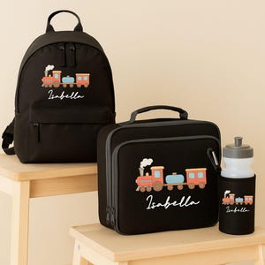 Personalisierter Zug Rucksack-Set: Schulrucksack mit individuellem Namen