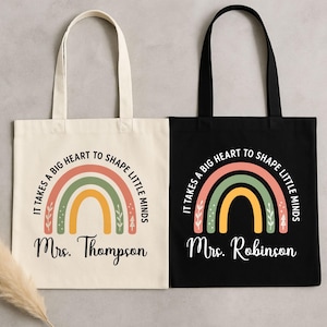 Sac fourre-tout personnalisé pour professeur : prénom personnalisé, toile de coton