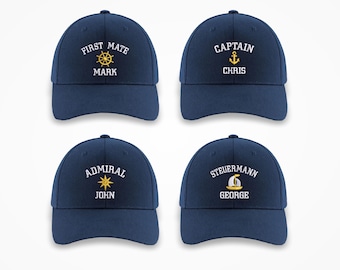Custom Captain Embroidered Hat with Name, Personalised Boat Captain Monograms Cap, Sailing Boat Anchor Baseball Hat, Captain First Mate Gift
