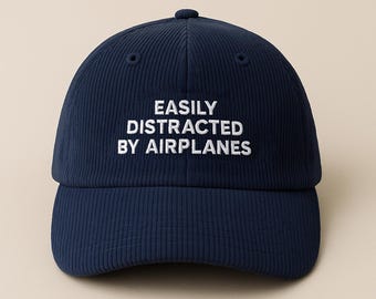 Gorra de piloto que se distrae fácilmente con los aviones, divertida gorra de pana para piloto, idea de regalo de aviación, gorra para amantes de los aviones, regalo divertido para pilotos, gorra de viaje.