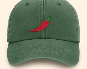 Red Chili Pepper Embroidered Hat, Spicy Food Lover Baseball Cap, Hot Pepper Dad Hat, Unisex Cooking Hat, Funny Vintage Hat, Gift for Chef