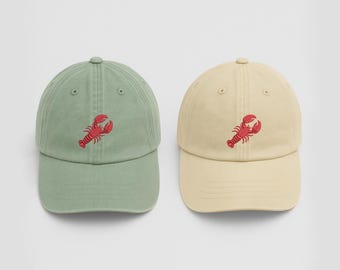 OTTO Kids White & Red Baseball Cap with Lobster Embroidery Lobster Vintage Hat-embroidered Red Lobster Baseball Caps  main image 4
