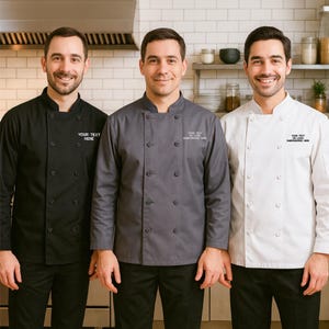 Custom Embroidered Chef Jacket, Personalised Name or Logo Embroidery Jacket, Professional Kitchen Cooking Uniform, Chef Work Jacket For Gift