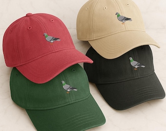 鳩の刺繍入り帽子、面白い鳩の野球帽、都会の鳥のお父さん帽子、鳥好き