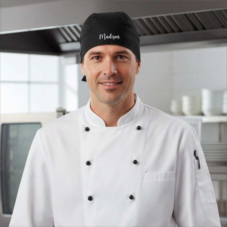 Custom Embroidered Chef Hat, Personalised Kitchen Hat, Add Your Name Unique Cooking Gift for Chef, Dad, Mom, Custom Chef Workwear Cook Hat