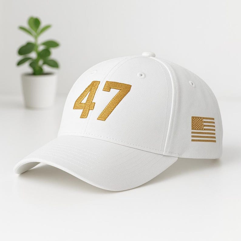 Embroidered 47 Charlie Kirk Hat, Gold USA Flag Baseball Cap, MAGA Trump 47 Patriotic Gift for Men Women