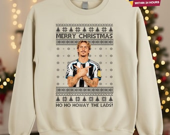 Nick Woltemade Merry Christmas Sweatshirt, Howay The Lads Ugly Xmas Sweater, Mens Holiday Football Printed Jumper, Soccer Fans Xmas Gifts