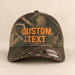 Custom Embroidered Text/Logo Camo Hat, Personalised Campers Baseball Cap, Hunting Dad Hat, Outdoor Camouflage Hat, Unique Gift for Fisherman