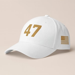 47 Embroidered Charlie Kirk Hat, Gold USA Flag Trump Hat, 45 47 MAGA Baseball Cap, Patriotic Gift for Men Women,