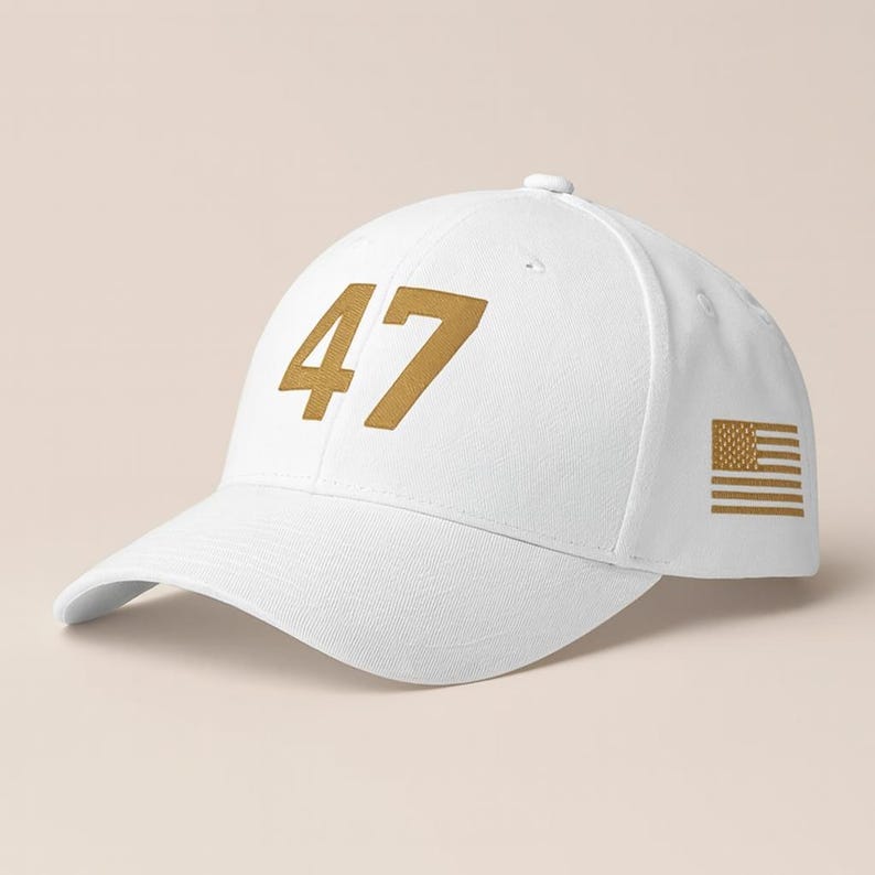 47 Embroidered Charlie Kirk Hat, Gold USA Flag Trump Hat, 45 47 MAGA Baseball Cap, Patriotic Gift for Men Women,