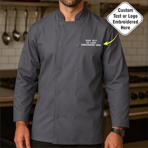 Custom Embroidered Chef Jacket with Name or Logo, Personalised Monogram Chef Jacket, Professional Kitchen Uniform, Chef Cooking Gift for Him