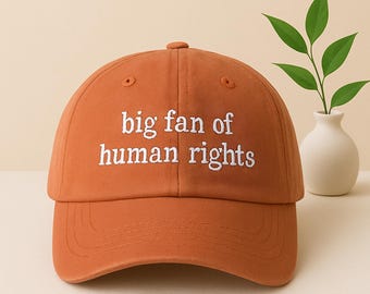 Big Fan of Human Rights Embroidered Hat, Equality Baseball Cap, Social Justice Hat Gift, Political Activist Statement Cap, Human Rights Gift