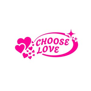 Choose Love Vinyl Sticker | Pink Heart Decal | Positive Vibes Sticker for Water Bottles, Laptops, and Journals | Cute Retro Y2K Design