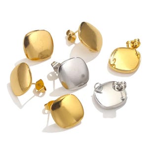6pcs Stainless Steel Square Earrings For Jewelry Makings DIY Ear Connectors Earring Base Posts Components Parts