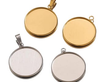 Stainless Steel Pendant Bezel Blanks - DIY Cabochon Setting, 10pcs