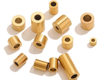 20pcs Gold Stainless Steel Tube Beads – DIY Spacer Beads
