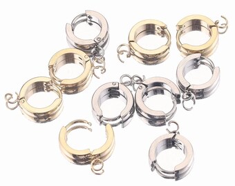 10 Pcs Stainless Steel Round Earring Hoops with Jump Ring