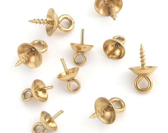 20pcs Stainless Steel Screw Eye Pins – Top-Drilled Bead Bails