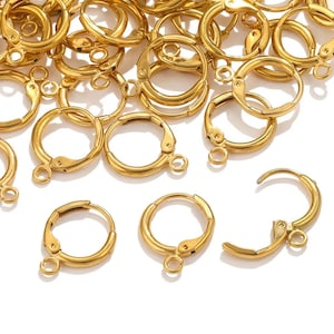 10pcs Stainless Steel French Earring Hooks Lever Back Earring Round Hook Ear Wire DIY Earrings Making Supplies Jewelry Findings