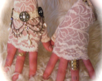 Romantic shabby chic lace gloves cuffs