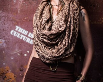 SALE  Leopard soft scarf tube hippie boho fashion pirate steam punk festival.Before 80 dollar.NOW 50 dollar