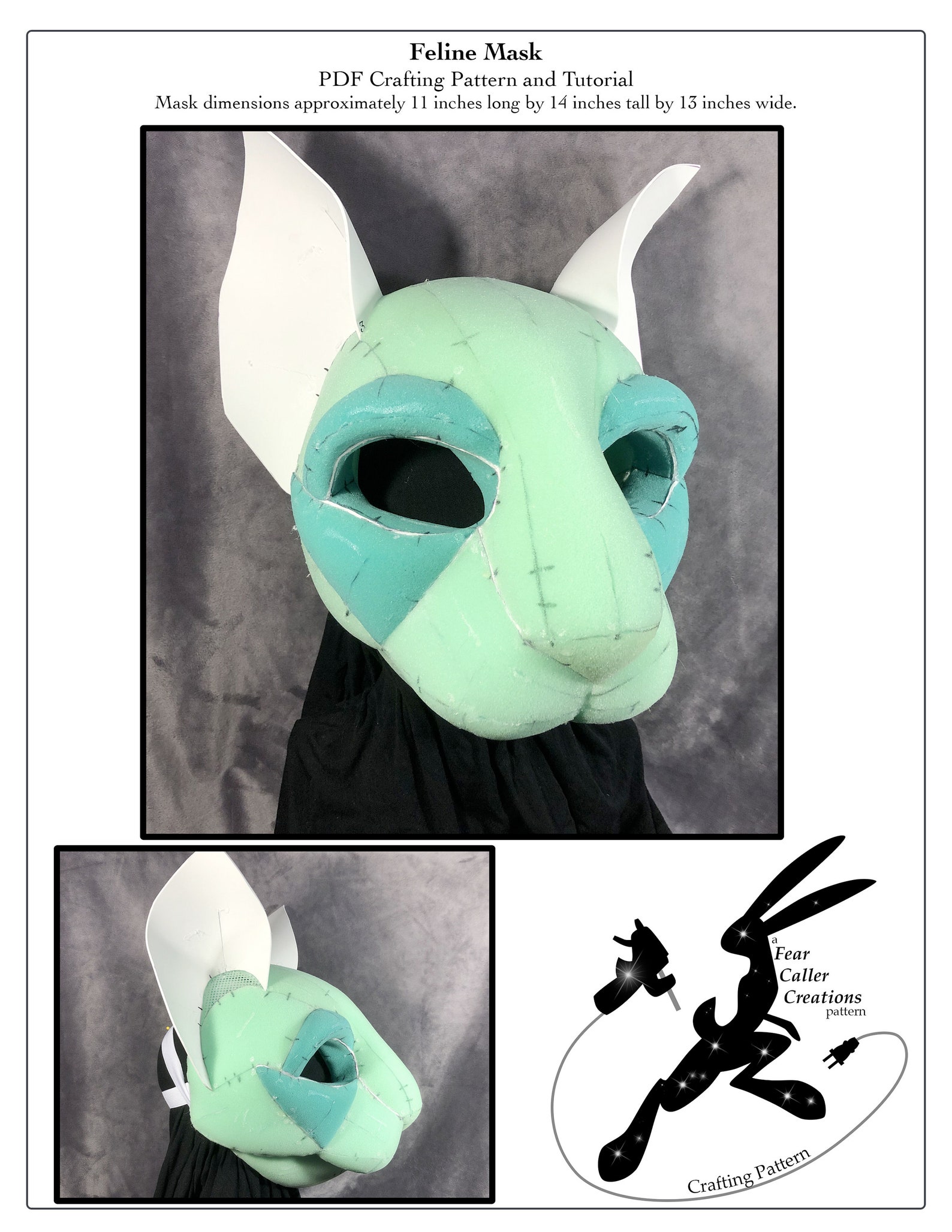 Feline Fursuit Head Base Pattern Instant Downloadable PDF Etsy