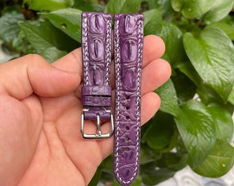 Pulseira de couro de chifre roxo de 22 mm para relógios Breitling, com pino de mola de liberação rápida.