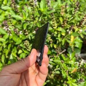 Genuine Python Leather Card Holder, Minimalist Bifold Wallet, Black 4-Slot Card Case image 11