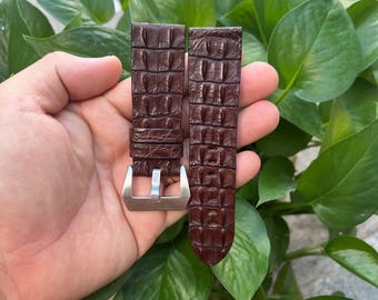 Pulseira de relógio PANERAI em couro genuíno marrom de 24 mm com fivela, feita à mão sob encomenda.