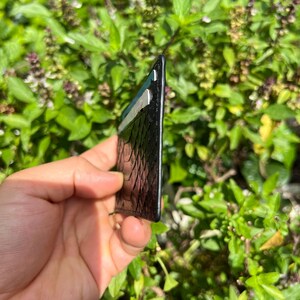 Genuine Python Leather Card Holder, Minimalist Bifold Wallet, Black 4-Slot Card Case image 8