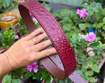 RED Exotische Lederhaut Herren Damen Gürtelschnalle 30 mm Verwenden Druckknopf, handgefertigte benutzerdefinierte