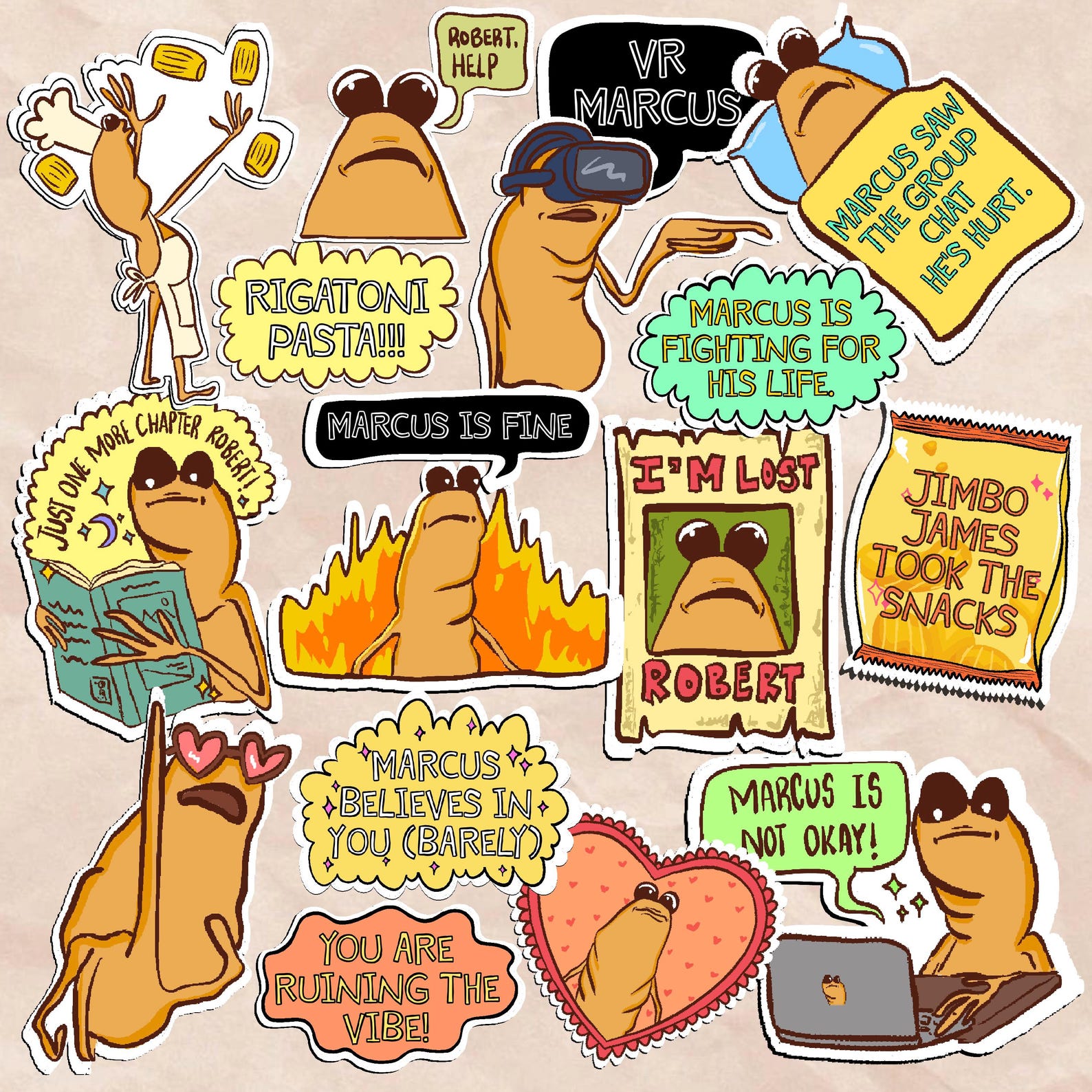Computer Worm Sticker 15pcs Marcus the Worm Meme Stickers Pack | Jimbo James Meme Stickers ...