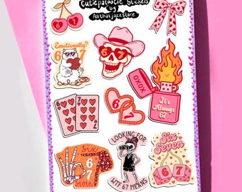 67 Valentinstag Sticker Pack | Virale Meme-Aufkleber, wasserfest