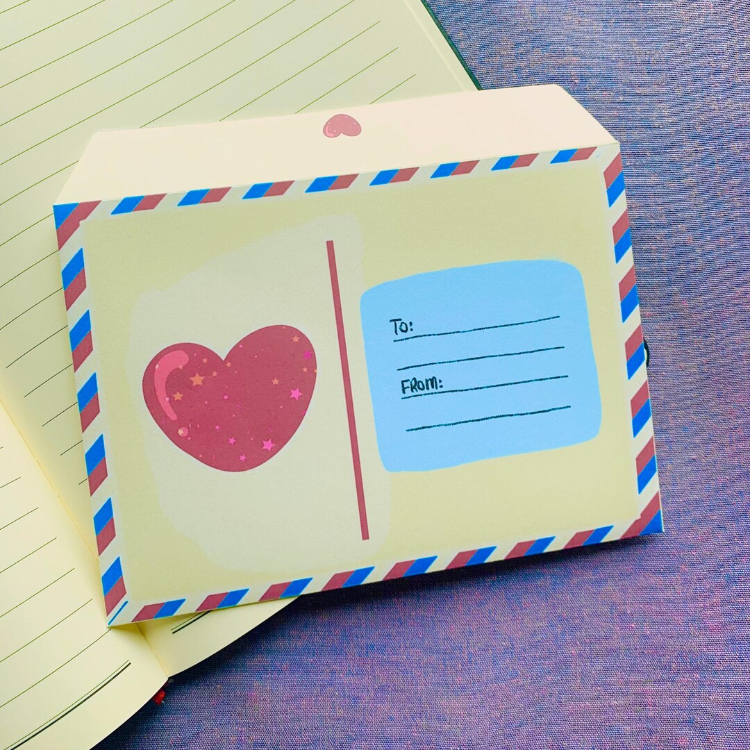 Pastel Yellow Heart Envelope Printable Stationery Template (digital