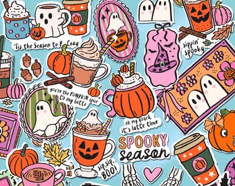 Pack d'autocollants d'Halloween effrayants et mignons - Fantômes, citrouilles, vinyle imperméable