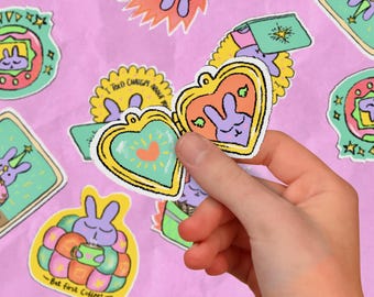 Kawaii Heart Bunny Sticker: Miffy-Inspired Pastel Decal