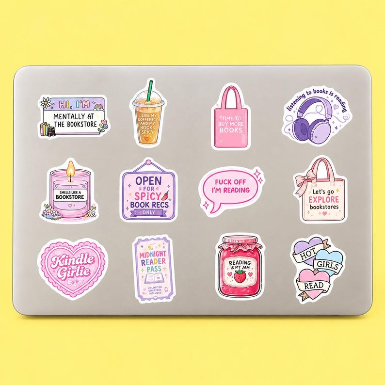 Stiker Let's Read Reading Stickers 50pcs, Bookish Vinyl Decals, Cute Book Lover Gift ...