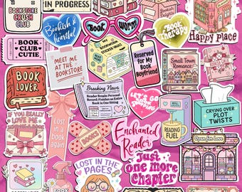Paquete de 30 pegatinas de amor literario, pegatinas para amantes de los libros, pegatinas de vinilo estéticas literarias, pegatinas de Kindle literarias para lectores.
