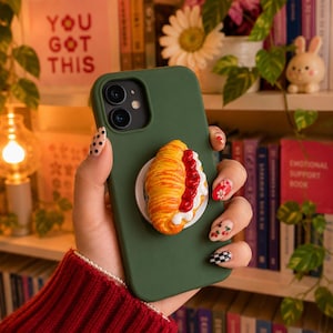 Sött mobilgrepp, MagSafe-mobilgrepp, Sött croissant-mobilgrepp, Kawaii-mat-mobilgrepp, iPhone-grepp, Kindle-grepp, iPad-grepp