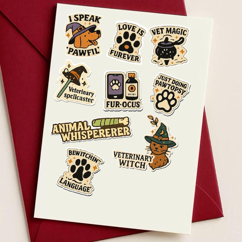 40pc Witchy Vet Med Sticker Pack – Cute Veterinary Stickers for Vet ...
