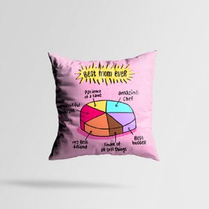 Best Mom Ever Throw Pillow | Cute Illustrated Cushion, Mother’s Day Gift, Birthday Present for Mom, Cozy Home Decor