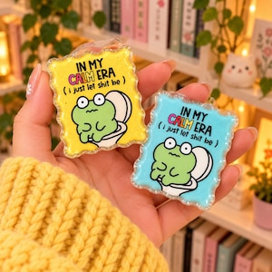 Cute Frog Magnetic Phone Grip, Kindle Grip, Funny Calm Era Phone Holder, Kawaii Acrylic Grip, Epoxy Glitter Kindle Accessory, Frog Gift