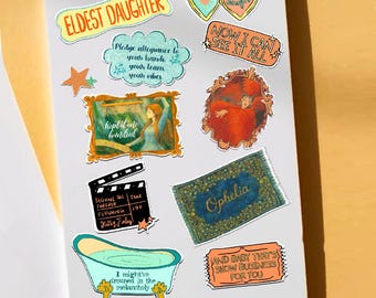 10pc Showgirl Inspired Sticker Pack – Handmade Vintage Glam & Emotional Pop Aesthetic Stickers for Journals, Laptops, Scrapbooks