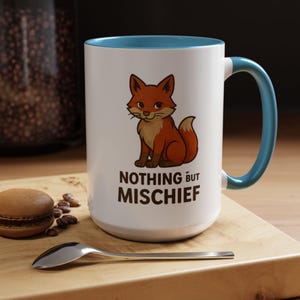 Mischief Fox Coffee Mug - Cute Animal Ceramic Cup for Coffee Lovers, Perfect Gift for Birthdays, Holidays, and Animal Lovers