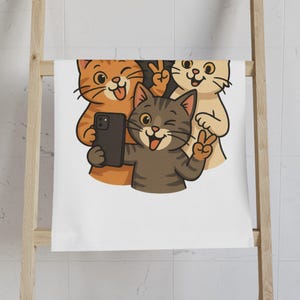 Cute Cat-Themed Hand Towel, Fun Kitchen Decor, Gift for Cat Lovers, Halloween Decor, Animal Lover Gift