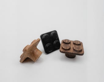 Building Block Cabinet Knob, Oak Toy Drawer Pull, Kids Furniture Handle, Wooden Nursery Decor