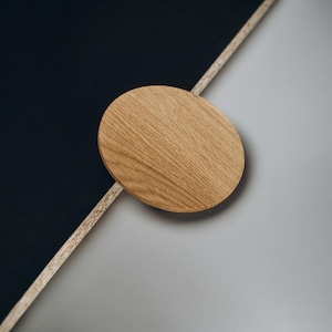 Solid Oak Cabinet Knobs, Minimalist Wood Drawer Pulls, Japandi Style Handles