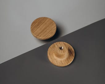 Solid Oak Drawer Knobs – Minimalist Scandinavian Cabinet Pulls – Natural Wood Hardware
