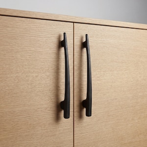 Black Oak Cabinet Pulls, Long Wooden Drawer Handles, Glide Furniture Hardware